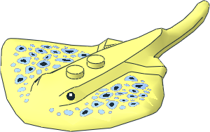 Animal Stingray with Black Eyes and Bright Light Blue / Black Spots Pattern