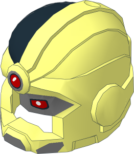 Minifig Helmet Cyborg Open Side with Black Hair, Red Eye and Red Dot Pattern