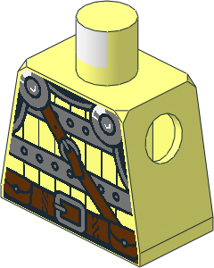 Minifig Torso with Viking Armour, Silver Chestplate, Reddish Brown Belt and Shoulder Strap Pattern