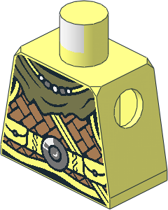 Minifig Torso with Viking Armour, Medium Nougat Leather, Olive Green Cloak, Necklace and Belt with Silver Disk Pattern