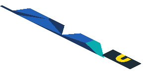 ~Sticker  1.9 x  3.8 with Yellow "2" on Black Square and Logos on Blue and White Background Left - Third Face