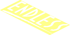 ~Sticker  1.8 x  1.8 Triangular with White Logos on Black Background Right - Logo Endless