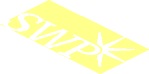 ~Sticker  1.8 x  1.8 Triangular with White Logos on Black Background Right - Logo SWP