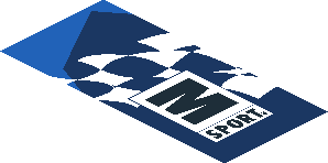 ~Sticker  0.8 x  1.9 with M-SPORT Logo on Black and Blue Background Right - Second Face