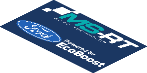 ~Sticker  4.0 x  1.8 with Ford and MS-RT Logos and Emergency Signals on Blue Background - Third Face