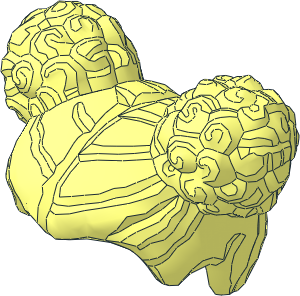 Minifig Hair Parted in Middle with 2 Round Buns on Top