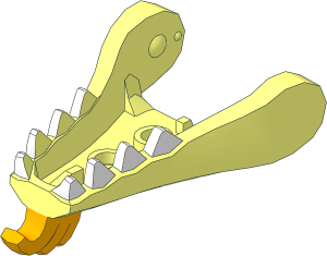 Animal Dragon Head Jaw Lower with White Teeth and Bright Light Orange Beard and Spines Pattern