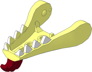 Animal Dragon Head Jaw Lower with White Teeth and Dark Red Beard and Spines Pattern