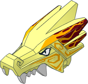 Animal Dragon Head Jaw Upper with White Eyes and Teeth, and Bright Light Orange and Dark Red Markings Pattern