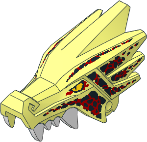 Animal Dragon Head Jaw Upper with White Teeth, Yellow Eyes and Black and Red Markings Pattern