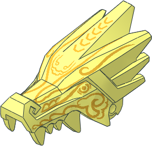 Animal Dragon Head Jaw Upper with Gold Eyes and Markings Pattern