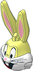 Minifig Head Looney Tunes Bugs Bunny with White Face and Black Whiskers Pattern