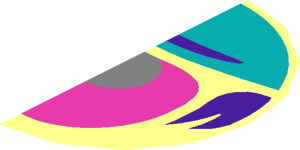 ~Tile  1 x  1 Round with Magenta Eye, Metallic Silver Pupil, Dark Turquoise Eyelid and Medium Lilac Fur Pattern - Half