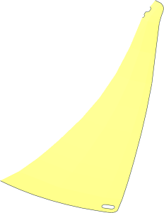 ~Sheet Fabric Triangular 21.8 x 20.7 with Curved Sides and 4 Holes Surface (Formed)