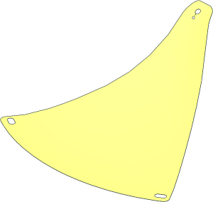 Sheet Fabric Triangular 21.8 x 20.7 with Curved Sides and 4 Holes (Formed)