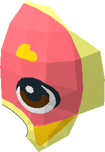 ~Animal Bird Chick Half with Coral Face, Reddish Brown Eyes and Yellow Eyebrows Pattern