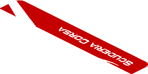 ~Sticker  1.9 x  1.8 with Ferrari Logo and White 63 on Green Square and White Stripes on Red Background Right - First Face