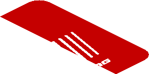 ~Sticker  0.8 x  1.9 with White Logos on Red Background Left - First Face