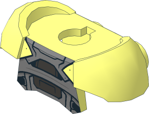 Minifig Armour Breastplate with Round Shoulder Pads and 2 Back Studs with Silver and Metallic Dark Grey Armour Pattern