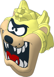 Minifig Head Looney Tunes Taz with Red Tongue, Tan Face and White Teeth Pattern