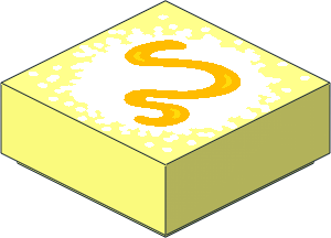 Tile  1 x  1 with White Powdered Sugar and Bright Light Orange and Yellow Topping Pattern