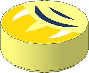 Tile  1 x  1 Round with Yellow Eye Half Closed, Slit Pupil, White Glints, and Dark Blue Eyelid Lines Pattern