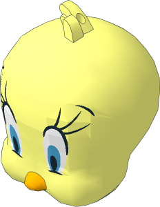 Minifig Head Looney Tunes Tweety with Black Eyelashes, Bright Light Orange Beak and Dark Azure Eyes Pattern