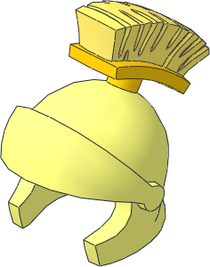 Minifig Helmet Roman Soldier with Bright Light Yellow Broom Plume Pattern