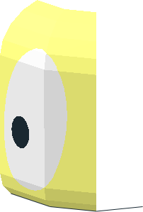 ~Minifig Head with White Oval Eye Pattern - Half