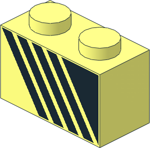 Brick  1 x  2 with Black Triangle and  4 Stripes Left Aligned Pattern