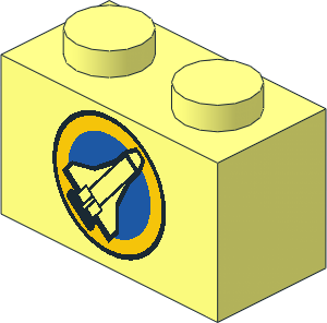 Brick  1 x  2 with Shuttle and Yellow Circle Pattern