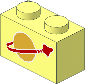 Brick  1 x  2 with Classic Space Logo Pattern
