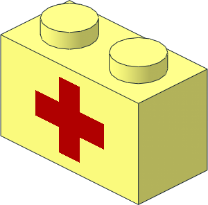 Brick  1 x  2 with Red Cross Pattern