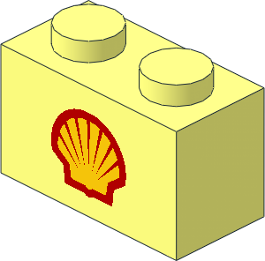 Brick  1 x  2 with Shell Logo 1971 Small Pattern