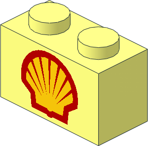 Brick  1 x  2 with Shell Logo 1971 Large Pattern