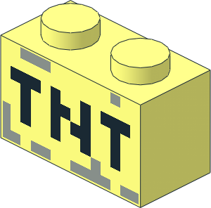 Brick  1 x  2 with Pixelated "TNT" Pattern