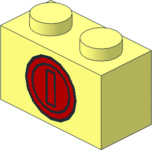 Brick  1 x  2 with Red Token Pattern