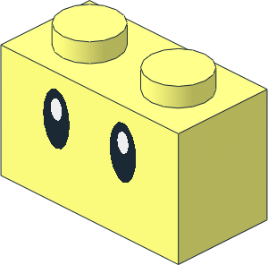 Brick  1 x  2 with Black Eyes and White Pupils Pattern