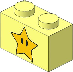 Brick  1 x  2 with Yellow Star and Black Eyes Pattern