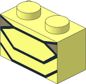 Brick  1 x  2 with 2 Dark Tan Triangles and Black Angled Lines Pattern