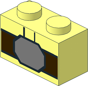 Brick  1 x  2 with Dark Brown Belt and Metallic Silver Buckle Pattern