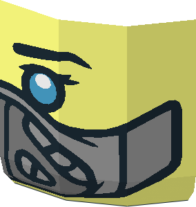 ~Minifig Head with Black Eyebrow, Dark Azure Eye and Silver Mask Half Pattern