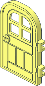 Door  1 x  4 x  6 with Rounded Top,  4 Panes Window and Right Raised Hinge Bars