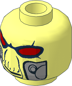 Minifig Head with Red Glasses, Blue Nose, Breathing Apparatus Pattern