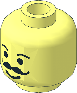 Minifig Head Moustache Curly and Full, Plain Eyebrows Pattern