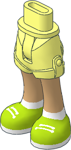 Figure Friends Hips and Legs with Shorts  with Medium Tan Legs, Lime Shoes with White Laces, Soles and Socks Pattern