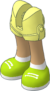 Figure Friends Legs with Shorts with Medium Tan Legs, Lime Shoes with White Laces, Soles and Socks Pattern