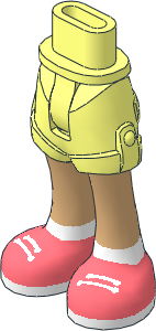 Figure Friends Hips and Legs with Shorts  with Medium Tan Legs, Coral Shoes with White Laces, Soles and Socks Pattern