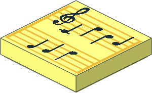 Tile  2 x  2 with Black Treble Clef and Music Notes on Metallic Gold Staves Pattern