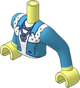 Figure Friends Man Torso with Arms with Dark Azure and White Jacket with Silver Squares and Music Notes Necklace Pattern